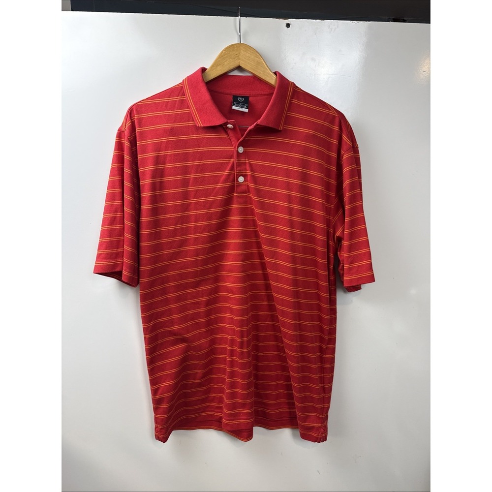 Nike Golf Dri-Fit Polo Short Size L Red Gold Stripes